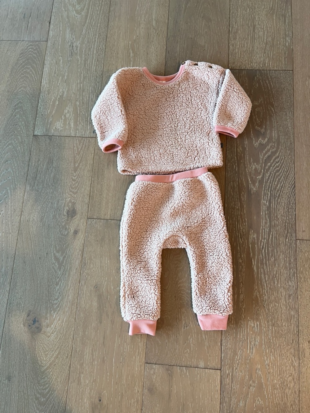 Gerber Pale Pink Sherpa Baby Top & pants. Modern Moments
